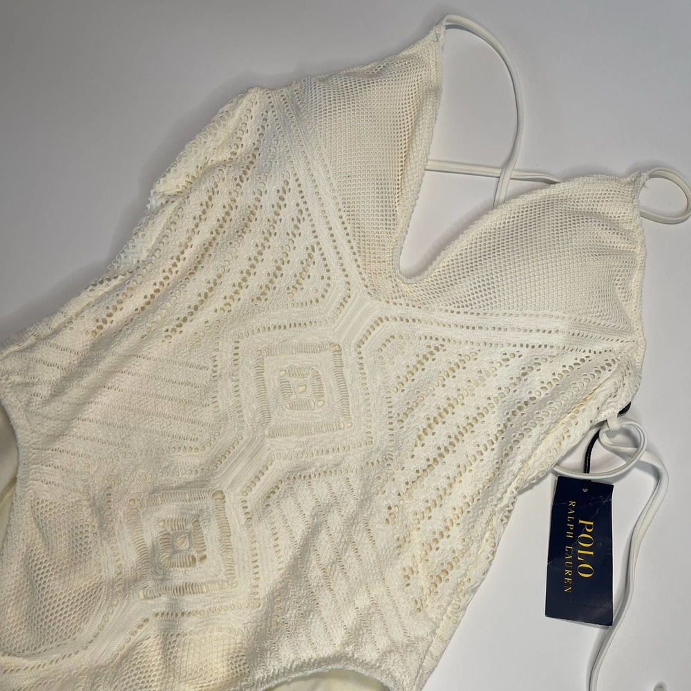 Polo Ralph Lauren Sahara Crochet Plunge X-Back Swim One-Piece Size S NWT - Picture 2 of 9